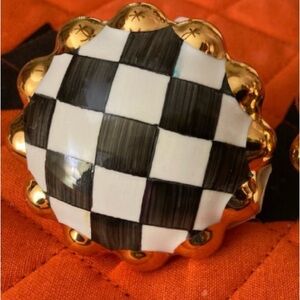 New Mackenzie-Childs Large Ceramic Knob Courtly Check Pattern